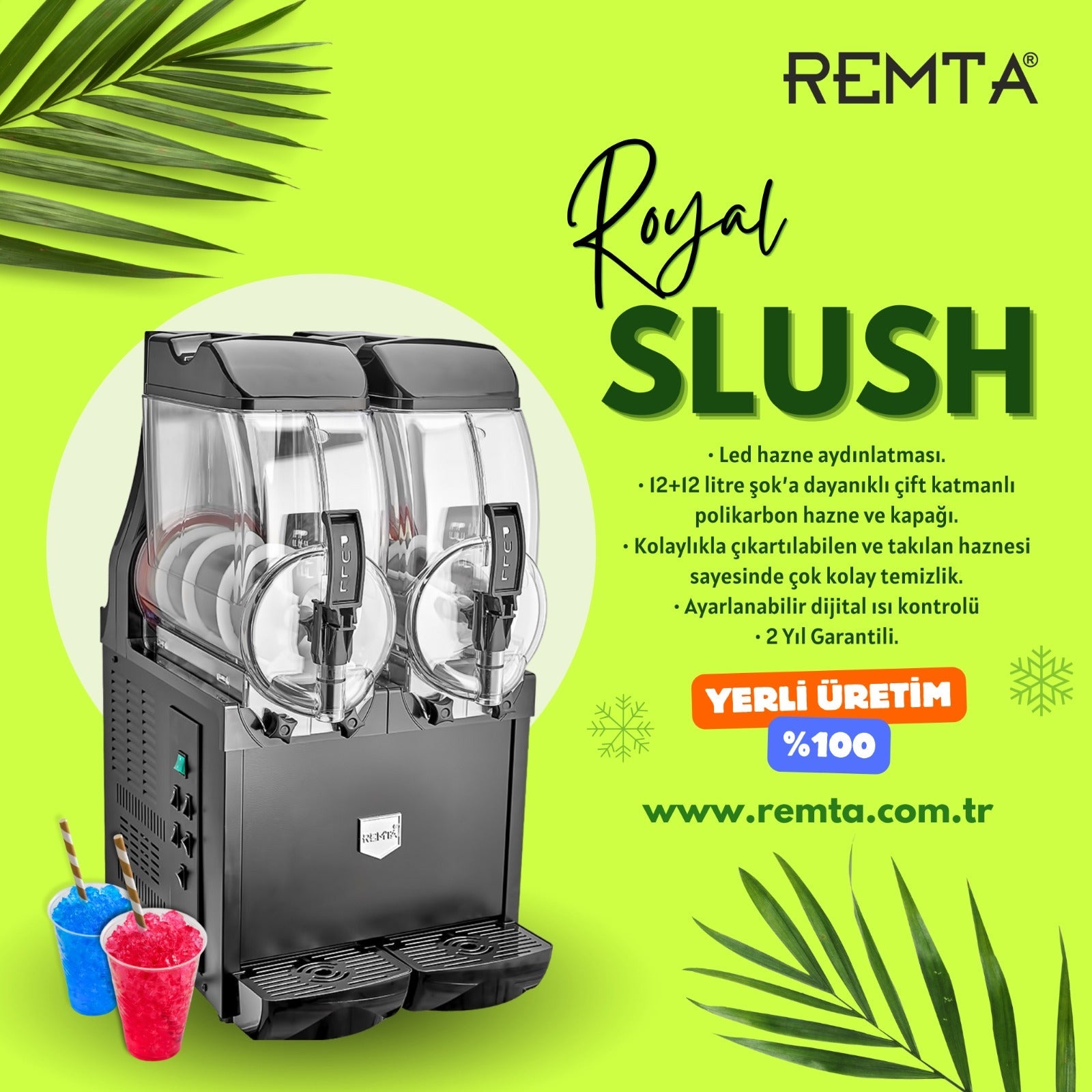 Remta Tekli Royal Slush (Buzlaş-Karlamaç) Makinası 12 lt - ST41