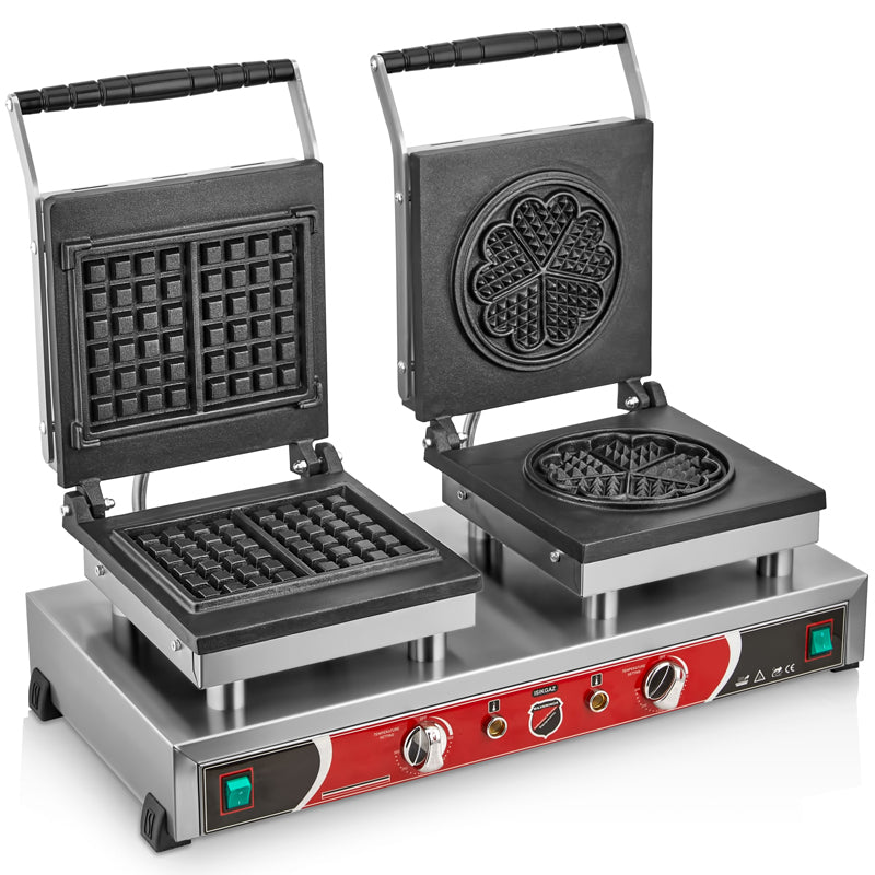 Silver Çiftli Waffle Makinesi, Çiçek+Kare