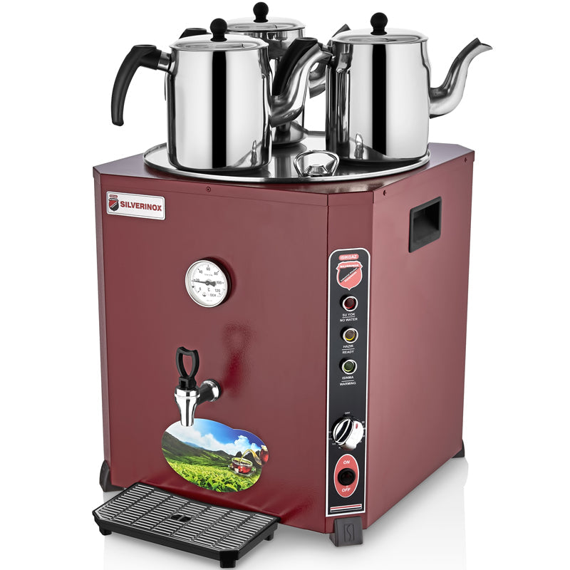 Silver Elit 3 Demlikli Çay Makinesi, 36 Litre, Kırmızı