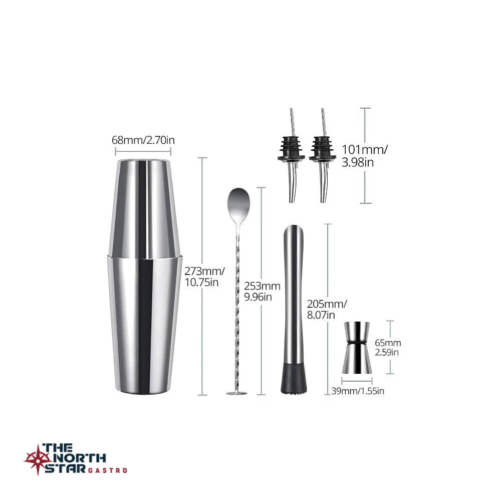 Vosco 6 Parça Avantajlı Kokteyl Set Boston Shaker (750ml)