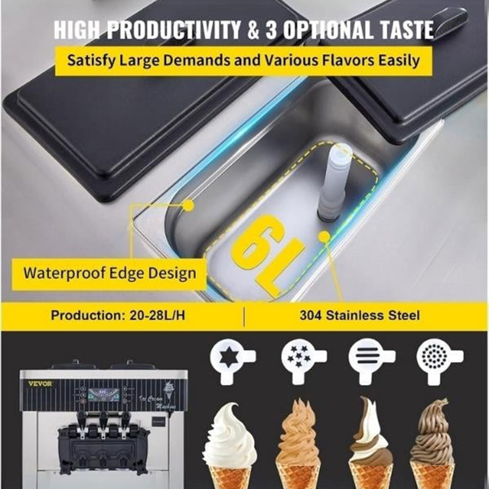 Vosco Pro Soft Dondurma Makinesi Set Üstü (Üç Kollu) Stok Kodu (VSC-32T)