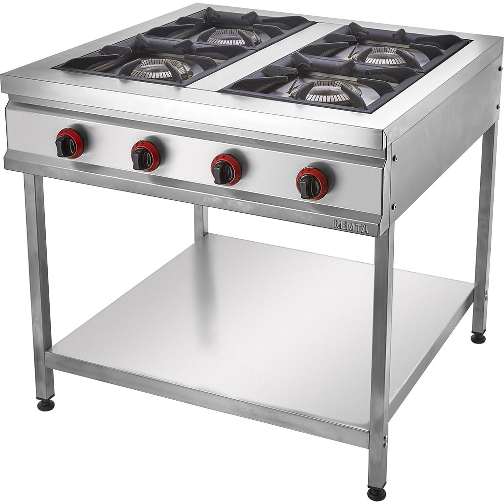 Remta 4'lü Ayaklı Taban Raflı Gazlı Lokanta Ocağı - CEJ32(L)
