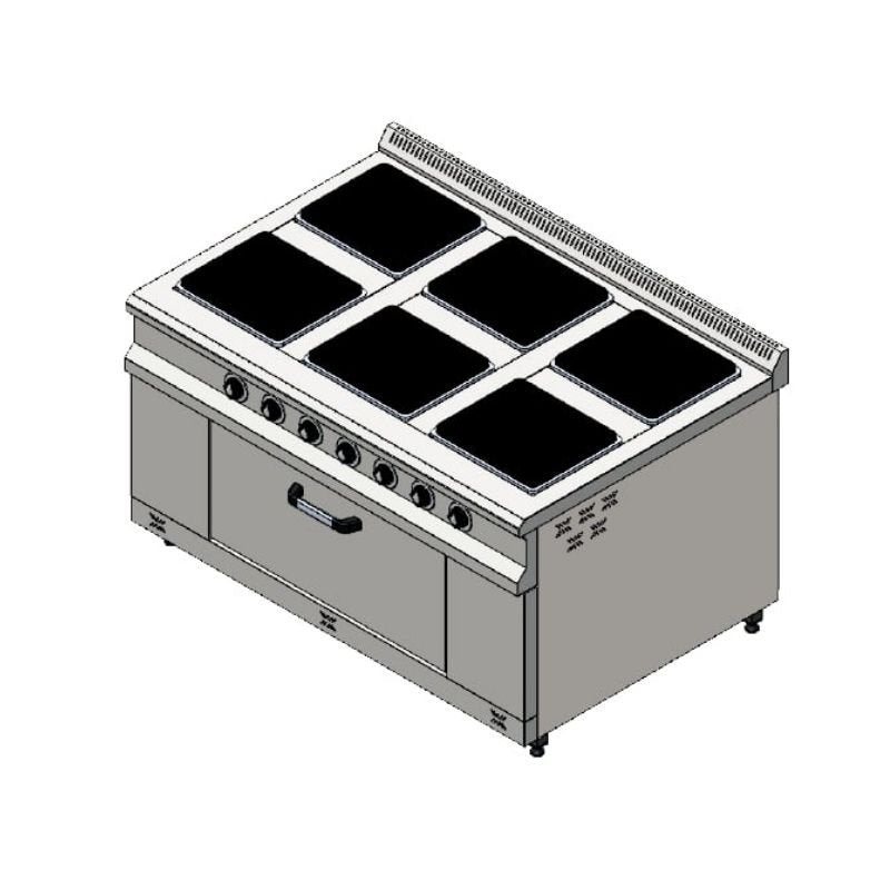 CSA 700 Seri Kuzine Fırın 6 Kare Pleytli Elektrikli 120x70 Cm