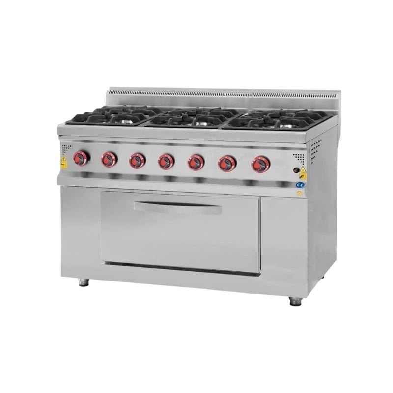 CSA 700 Seri Kuzine Fırın 6 Gözlü Doğalgazlı 120x70 Cm