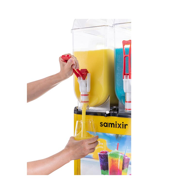 Samixir SLUSH24 Slush Twin Allure Buzlu ve Soğuk İçecek Dispenseri, 12+12 Lt, Sarı