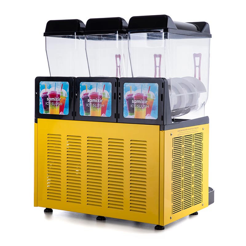 Samixir SLUSH36 Slush Triple Buzlu ve Soğuk İçecek Dispenseri, 12+12+12 Lt, Sarı