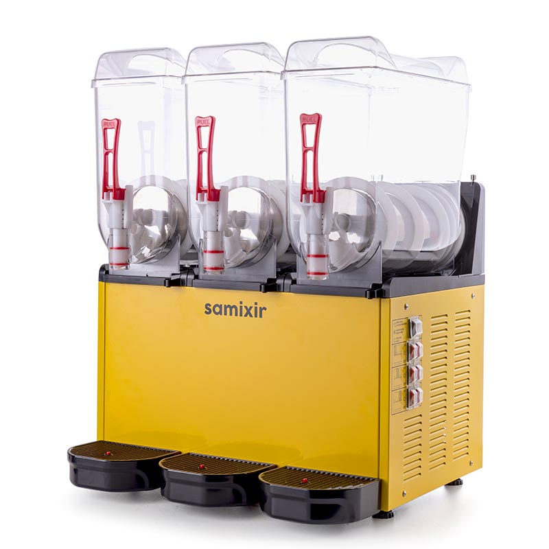 Samixir SLUSH36 Slush Triple Buzlu ve Soğuk İçecek Dispenseri, 12+12+12 Lt, Sarı