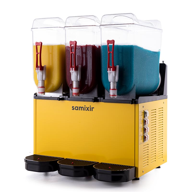 Samixir SLUSH36 Slush Triple Buzlu ve Soğuk İçecek Dispenseri, 12+12+12 Lt, Sarı