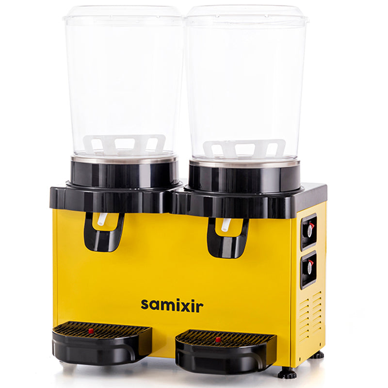 Samixir MM20 Panoromik Twin Soğuk İçecek Dispenseri, 10+10 Lt, Çift Karıştırıcılı, Sarı