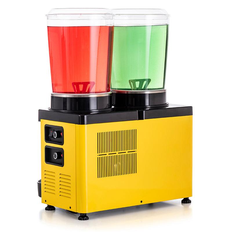 Samixir MM20 Panoromik Twin Soğuk İçecek Dispenseri, 10+10 Lt, Çift Karıştırıcılı, Sarı