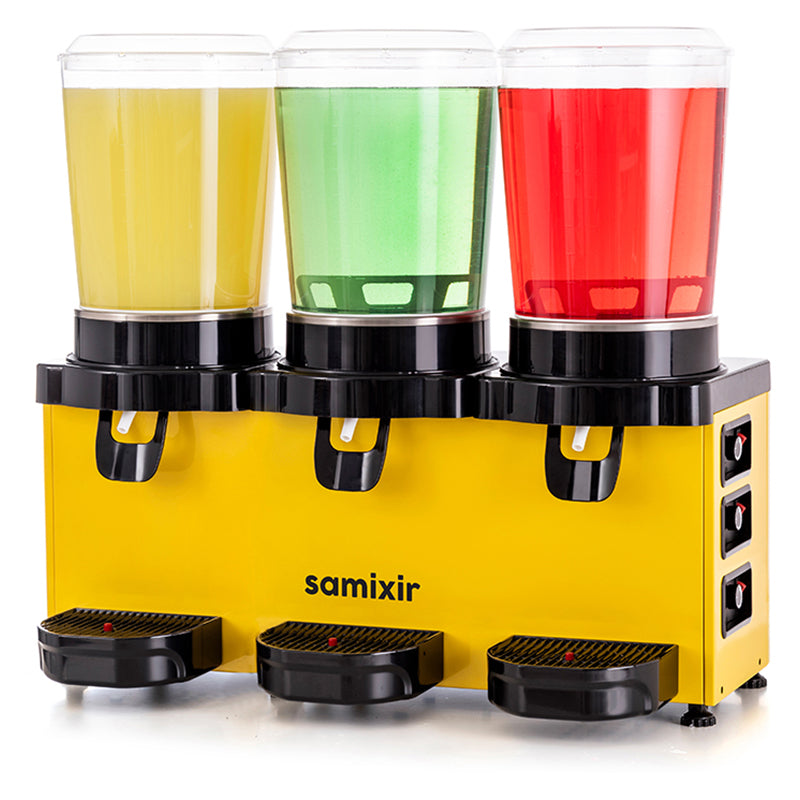 Samixir MMM30 AY, Analog, Panoromik Triple Soğuk İçecek Dispenseri, 10+10+10 Lt, Karıştırıcılı, Sarı