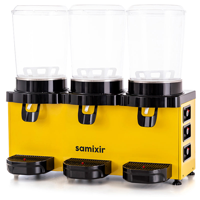 Samixir MMM30 AY, Analog, Panoromik Triple Soğuk İçecek Dispenseri, 10+10+10 Lt, Karıştırıcılı, Sarı