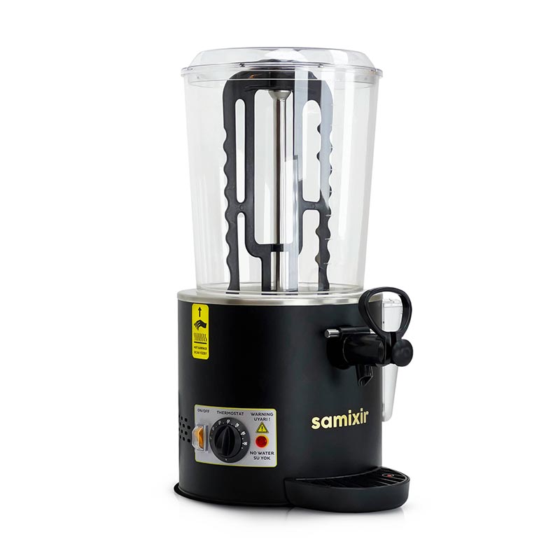 Samixir SC10 Panoramik Sıcak Çikolata ve Salep Makinesi, 10 Lt, Karıştırıcılı, Siyah