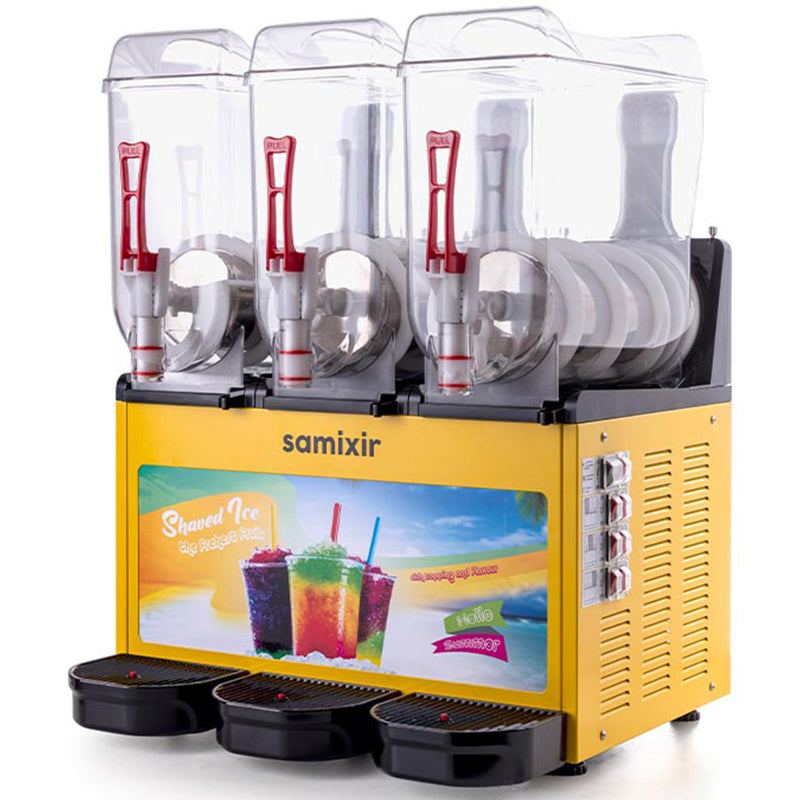 Samixir Slush36 Trıple Allure Buzlu ve Soğuk İçecek Dispenseri, 12+12+12 lt, Sarı
