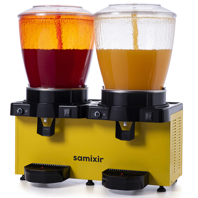 Samixir SS44 Panoramik Twin Soğuk İçecek Dispenseri, 22+22 Lt, Çift Fıskiyeli, Sarı