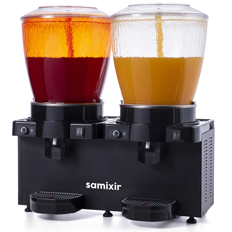 Samixir SS44 Panoramik Twin Soğuk İçecek Dispenseri, 22+22 Lt, Çift Fıskiyeli, Siyah