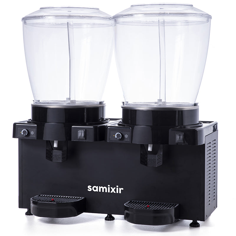 Samixir SS44 Panoramik Twin Soğuk İçecek Dispenseri, 22+22 Lt, Çift Fıskiyeli, Siyah