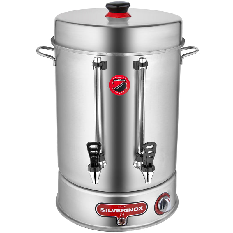 Silverinox Metal Düğmeli Musluk Çay Makinesi, 250 Bardak Kapasiteli, 23 Litre