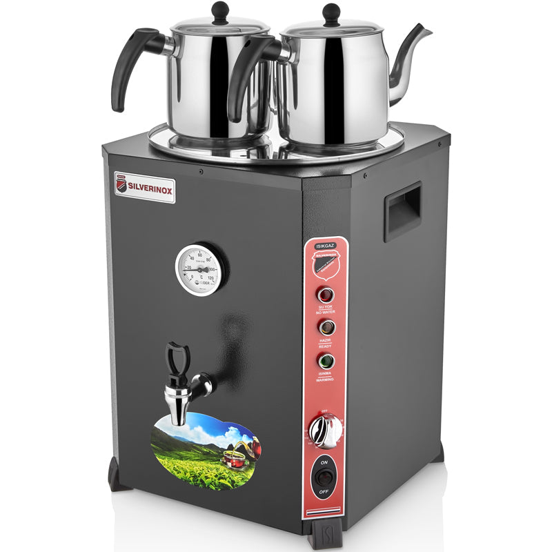 Silver Elit 2 Demlikli Çay Makinesi, 13 Litre, Siyah