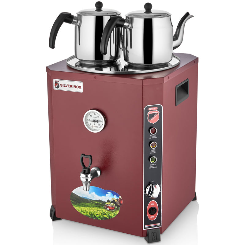 Silver Elit 2 Demlikli Çay ve Kahve Sunum Makinesi, 13 Litre, Kırmızı