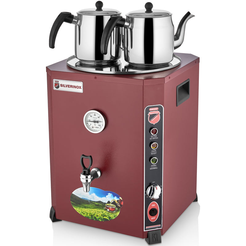 Silver Elit 2 Demlikli Çay ve Kahve Sunum Makinesi, 23 Litre, Kırmızı