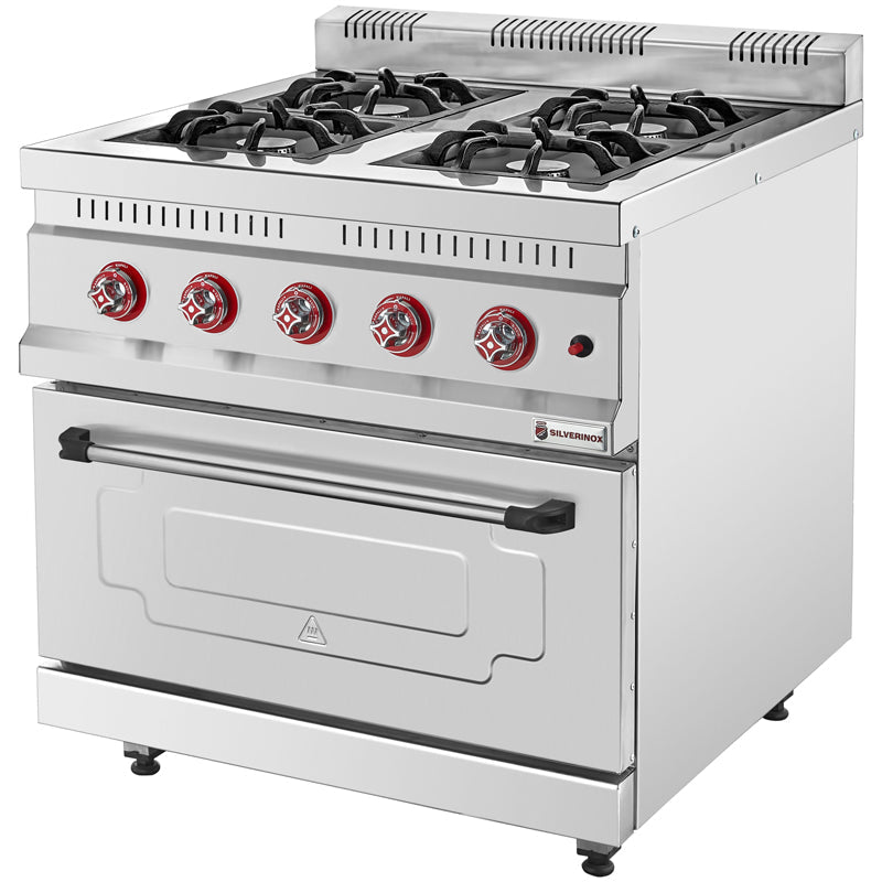 Silverinox Gazlı Kuzine, 80x80x95 cm, 4 Gözlü Ocak, KZN 80