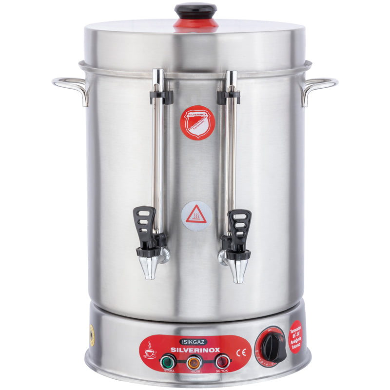 Gümüş Metal Pres Musluğu, Uyarı Çay Makinesi, 250 Bardak Kapasitesi