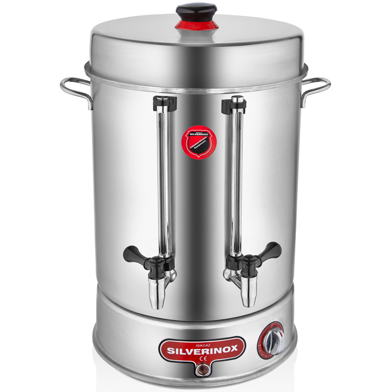 Silver Metal Musluklu Çay Makinesi, Çevirmeli, 160 Bardak Kapasiteli, 15 Litre