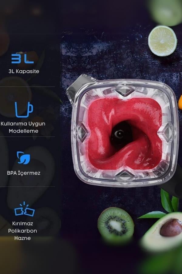 Vosco 3 Lt Dijital Bar Blender Pro Gri Stok Kodu (VHS-602CG)