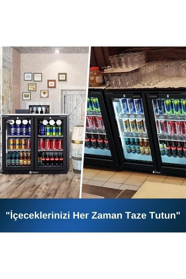 Vosco Bar Altı Şişe Soğutucusu Çift Kapak (Siyah)  VBBC-250S