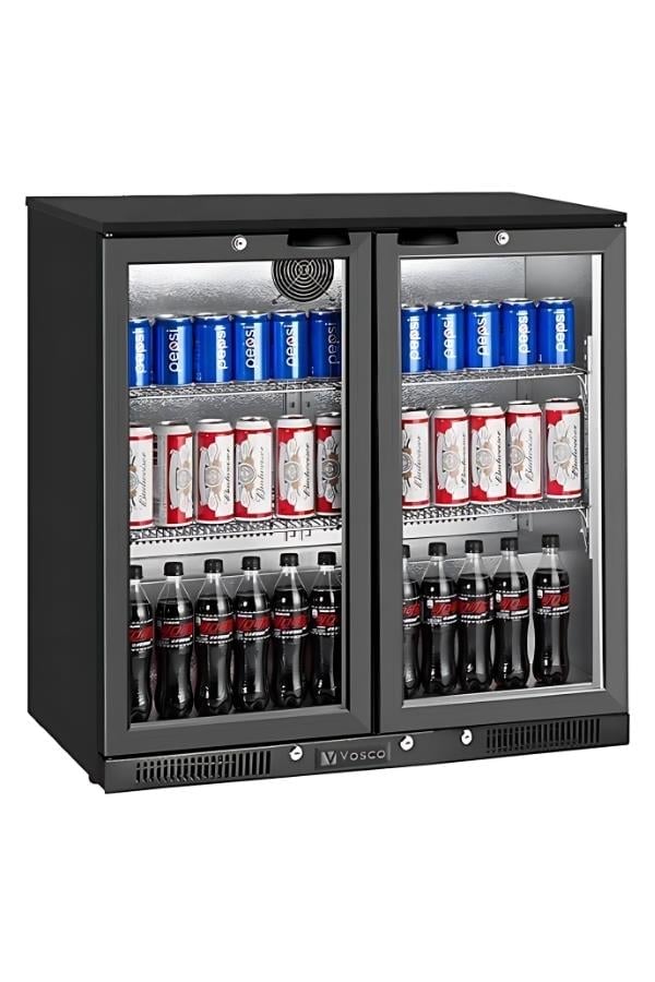 Vosco Bar Altı Şişe Soğutucusu Çift Kapak (Siyah)  VBBC-250S