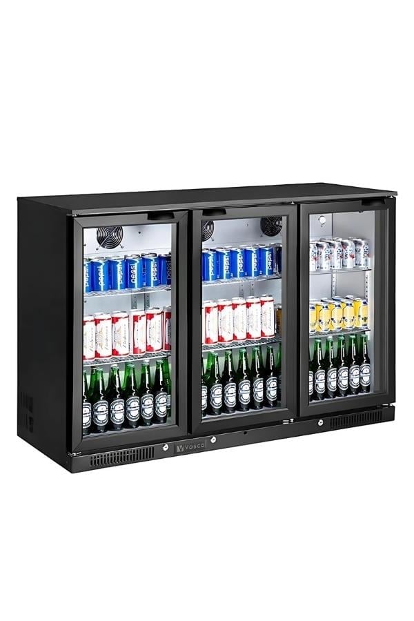 Vosco Bar Altı Şişe Soğutucusu Üç Kapak Siyah Stok Kodu(VBBC-350S)