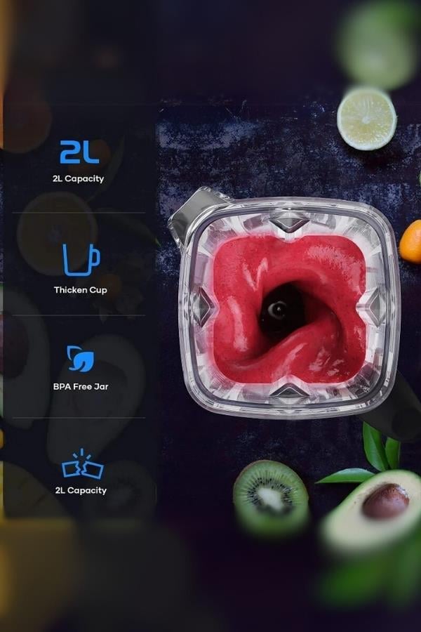 Vosco Bar Blender Pro Dijital 2 Lt Buz Kırıcılı 2200W Mavi Stok Kodu (VHS-206CM)