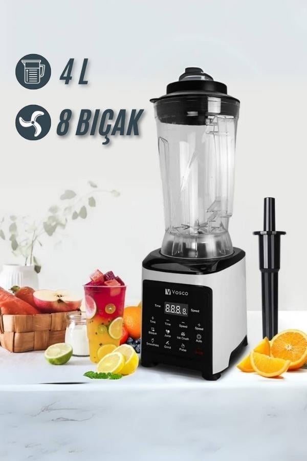 Vosco Dijital Bar Blender Pro XL 4L (8 Bıçak) Gri Stok Kodu (VHS-360CG)