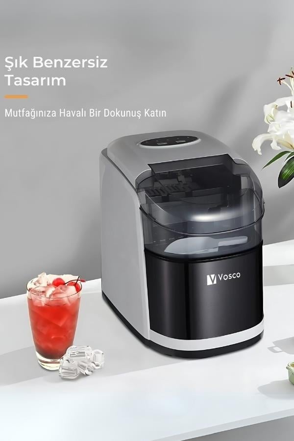 Vosco Set Üstü Buz Makinesi 12 Kg Gri Stok Kodu (VHZB-12CG)