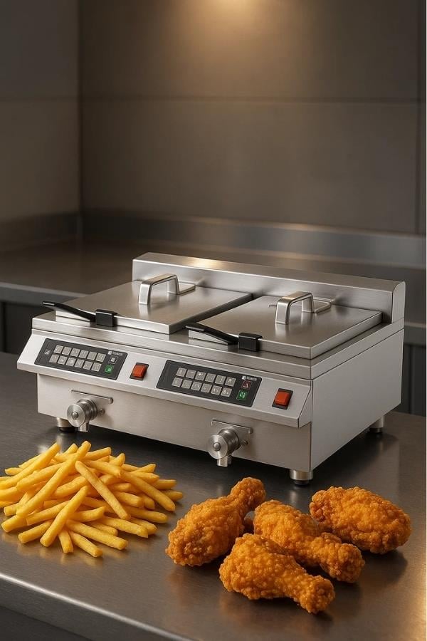 Vosco Çift Hazneli İndüksiyon Fritöz 8 x 2 Lt Stok Kodu (VSC-FRT2C12BB)
