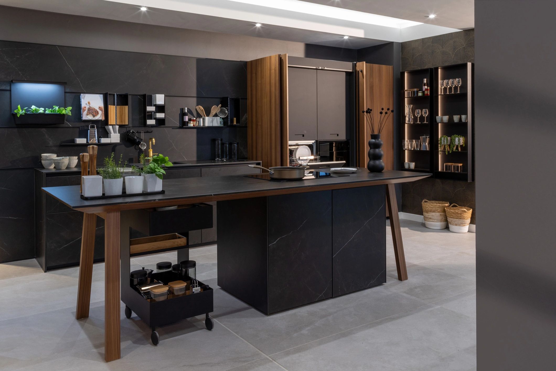 Elegant commercial kitchen interior with premium finishes