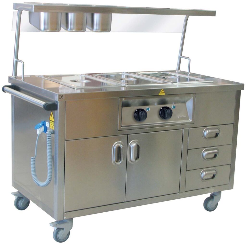 BAIN MARIE ELEKTRİKLİ  HAREKETLİ SERV.RAFLI GR.ÇEKM.130*70