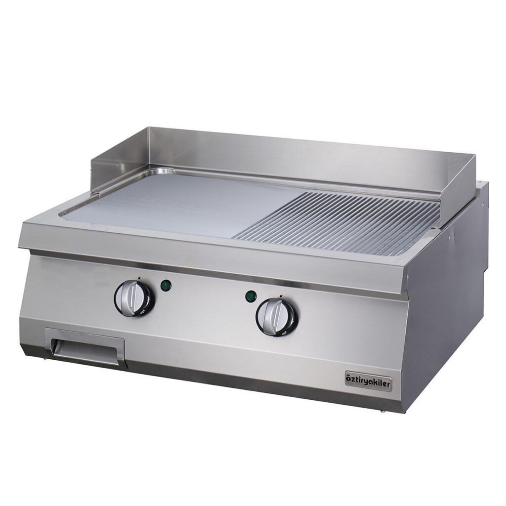 700 Seri Set Üstü Grill Plate Y.oluklu Elektrikli 80×70×30-Sert Krom Kaplı