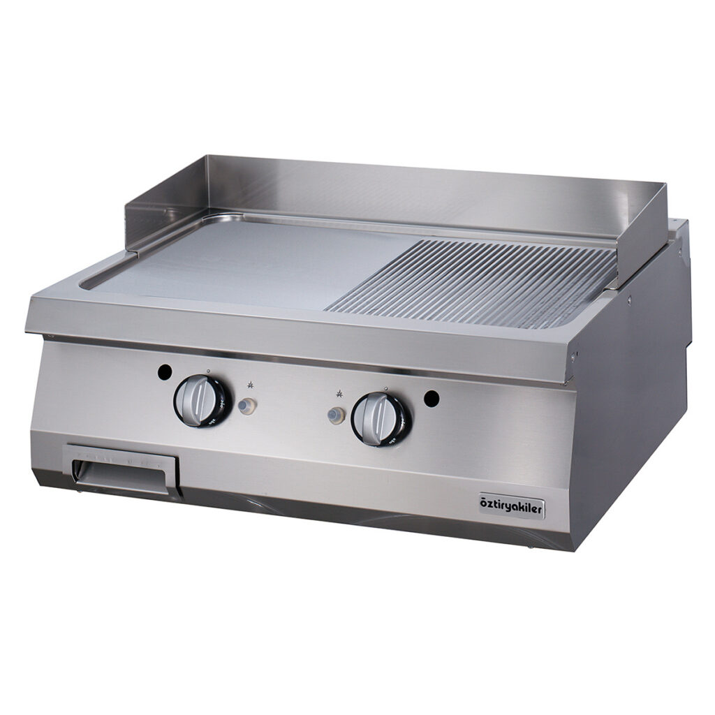 700 Seri Set Üstü Grill Plate Y.oluklu Gazlı 80×70×30-Sert Krom Kaplı