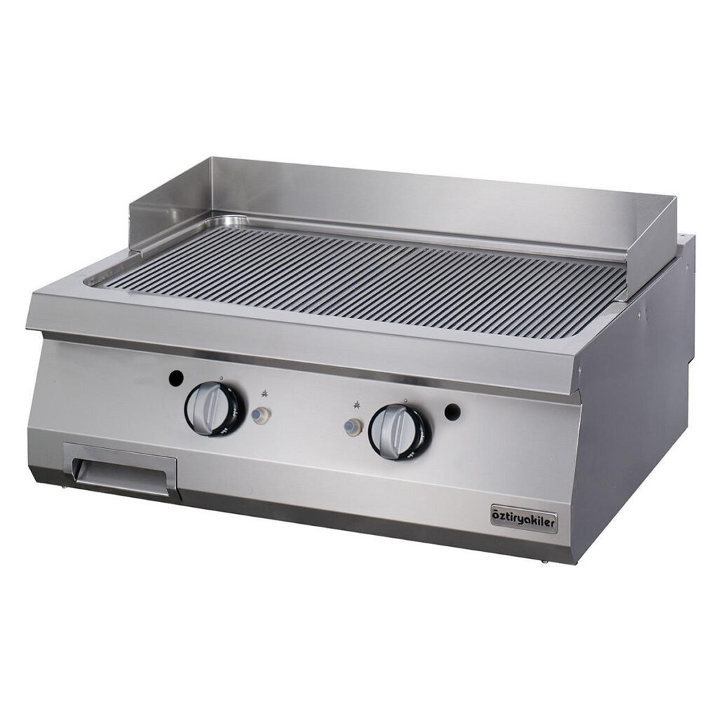 900 Seri Set Ustu Grill Plate Oluklu Gazlı 80×90×30-sert Krom Kaplı