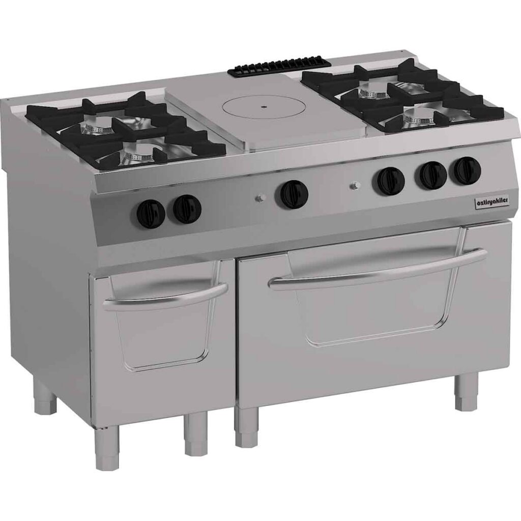 700 Seri Kuzine Fırınlı Gazlı 6 Açık Ateş 120×70×85 (Ls)-6×6 kW+7 kW Gazlı Fırın