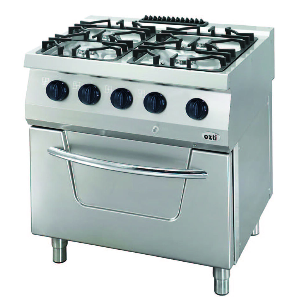700 Seri Kuzine Fırınlı Gazlı 4 Açık Ateş 80×70×85 (Ls)-4×7,5kw+7kw Gazlı Fırın