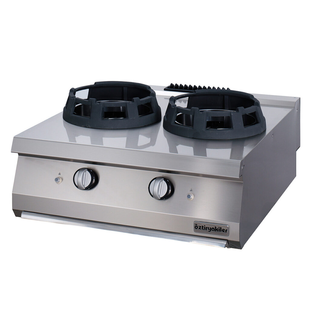 900 Seri Set Ustu Wok Ocak İkili Gazlı 80×90×30-28 kW