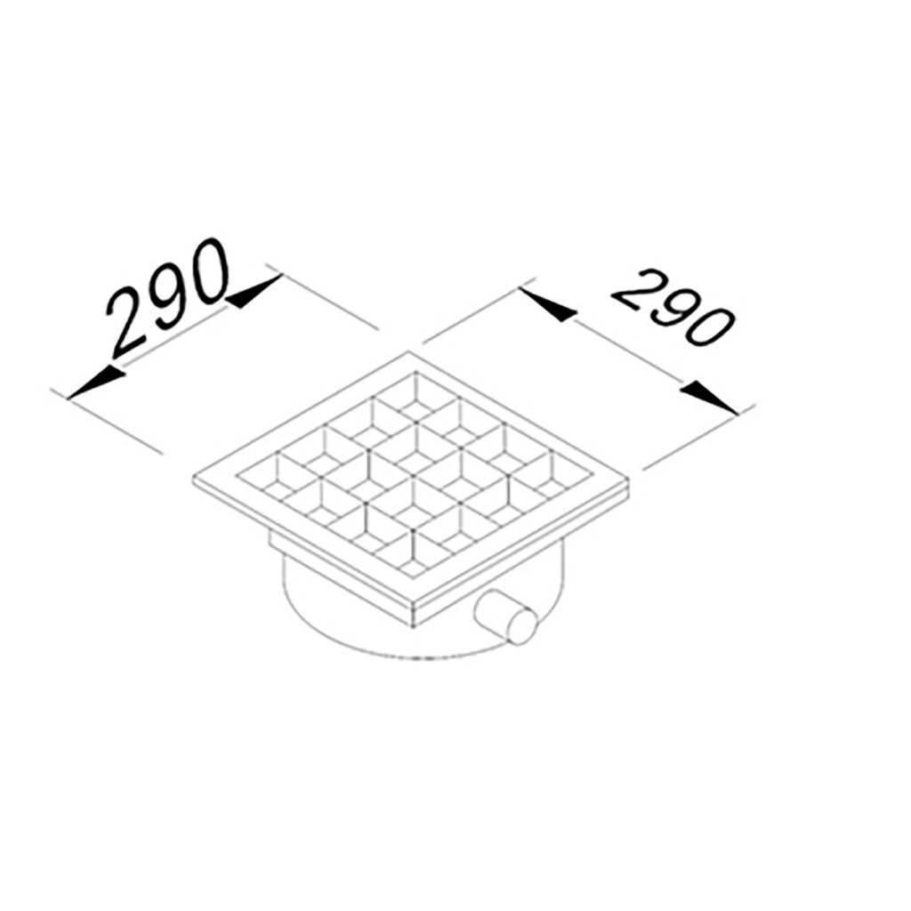 YER IZGARASI TAVALI KENARDAN SIFONLU SAGDAN CIKISLI Q50 PVC 290*290